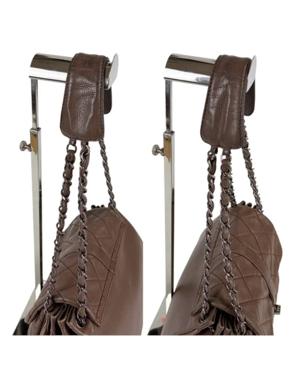 Chanel 2.55 Chain Shoulder Bag Caviar Leather Mademoiselle Lock Quilted Brown